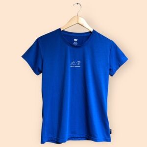 Helly Hansen Blue Outdoors T-shirt Mountains & Coffee Graphic Women’s Small